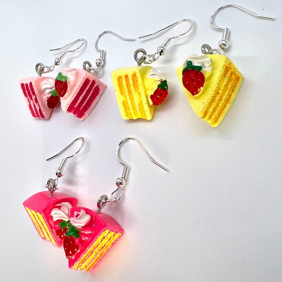 Cake Slice Earrings - Birthday Party Earrings - Birthday Cake Accessories - Picture 3 of 10